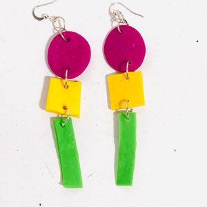 Handmade Colorful Artsy Earrings Geometric Dangle